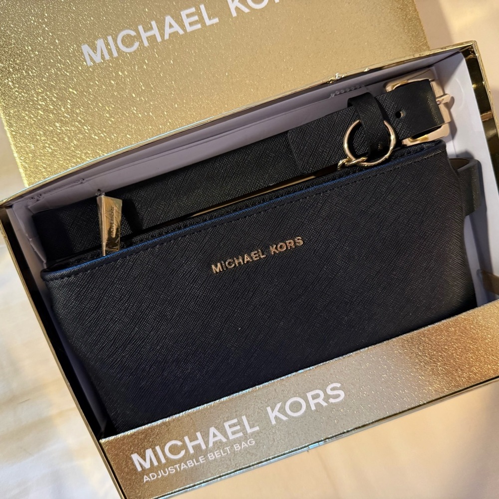Michael Kors black and Gold Belt Bag